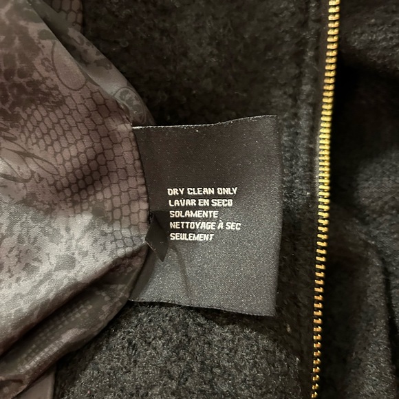 GUESS BLACK WOOL BLEND SKIRTED TAILOR FIT SWING COAT FULL ZIP COLLAR PEPLUM XL - Picture 9 of 13